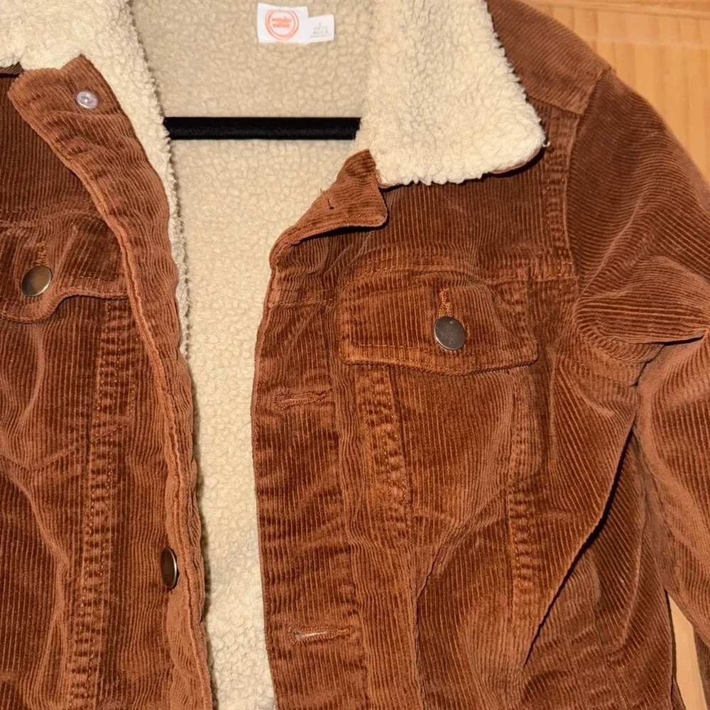 Wonder Nation Brown Corduroy Jacket with Cream Sherpa Collar - Picture 2 of 5